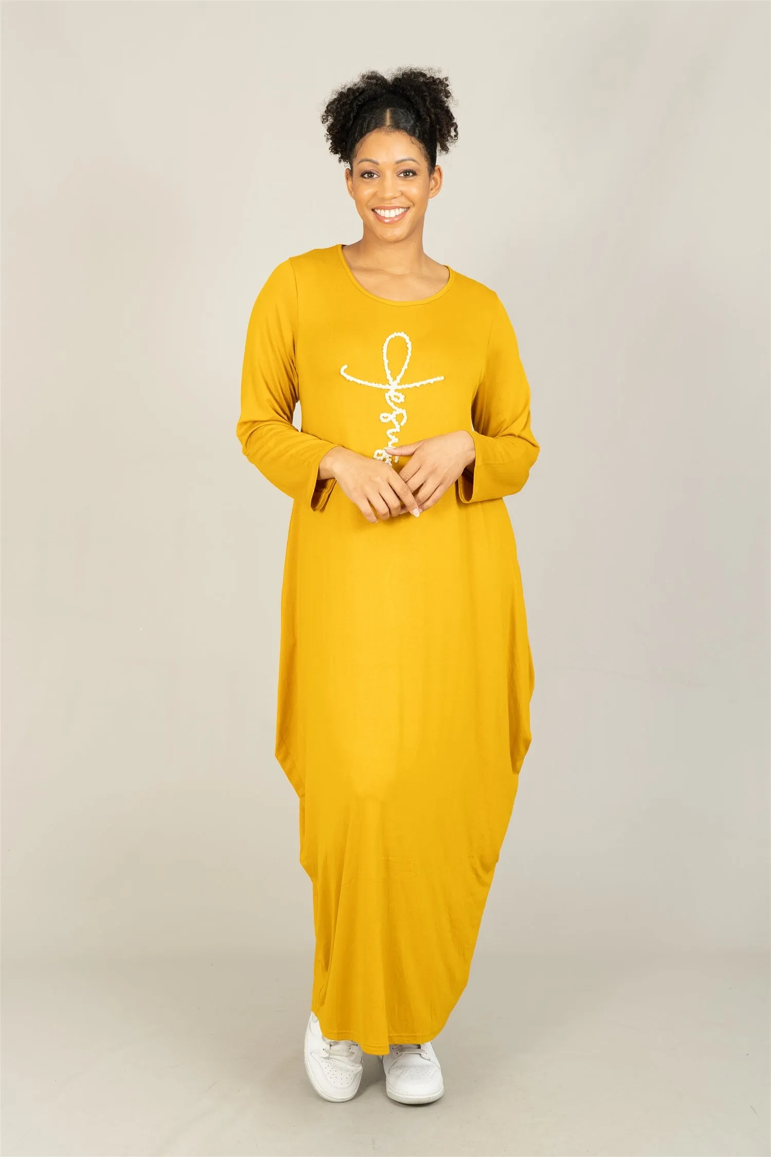KaraChic CHH23055LS Jesus Pearl Knit Maxi Dress