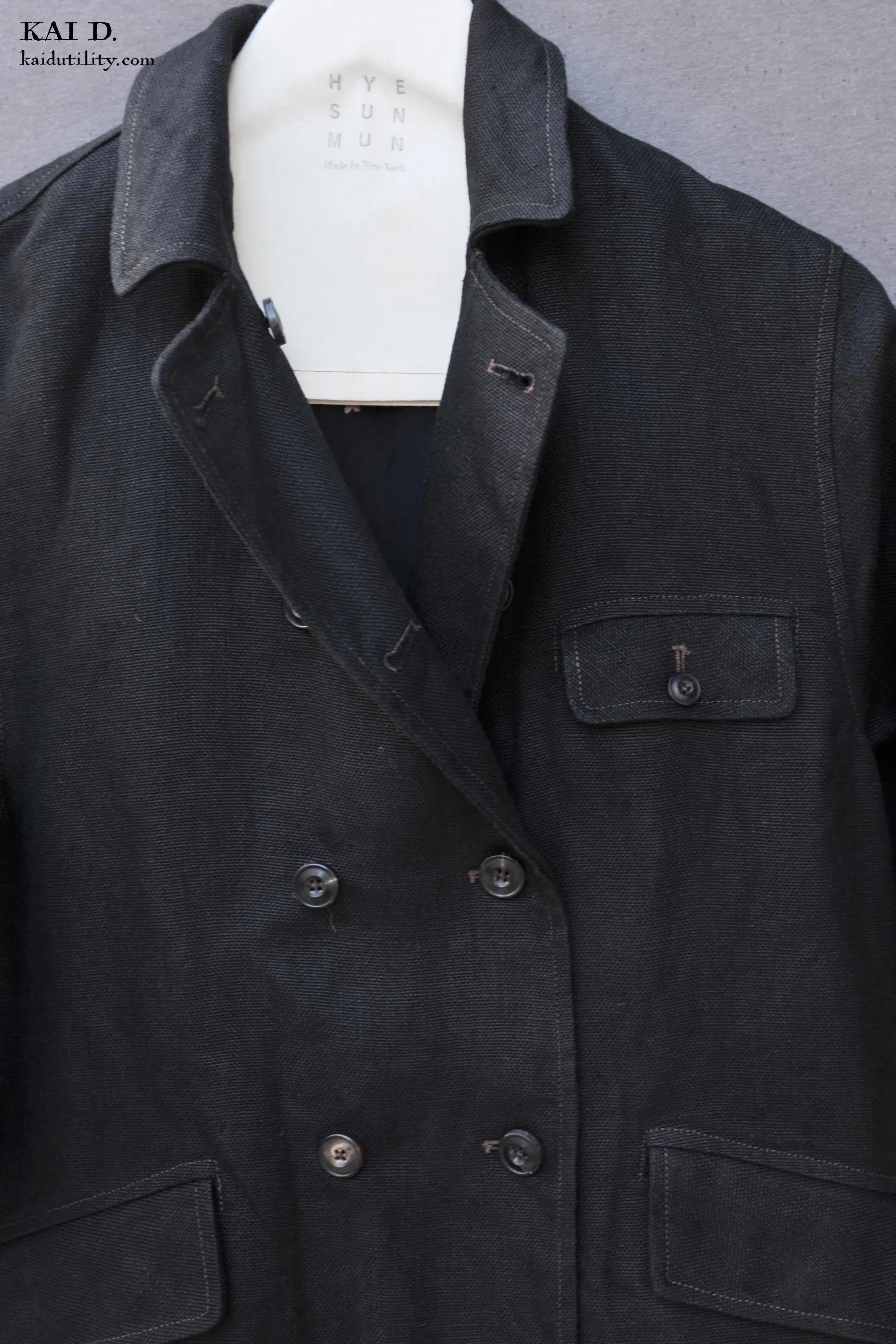 Keaton Trench Coat - Heavy Black Linen - S