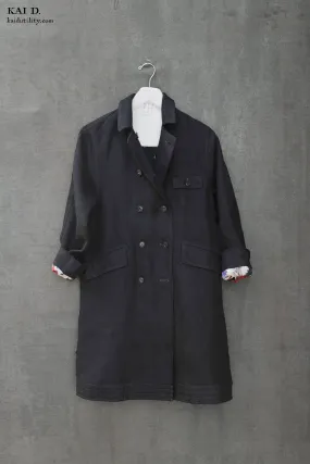 Keaton Trench Coat - Heavy Black Linen - S