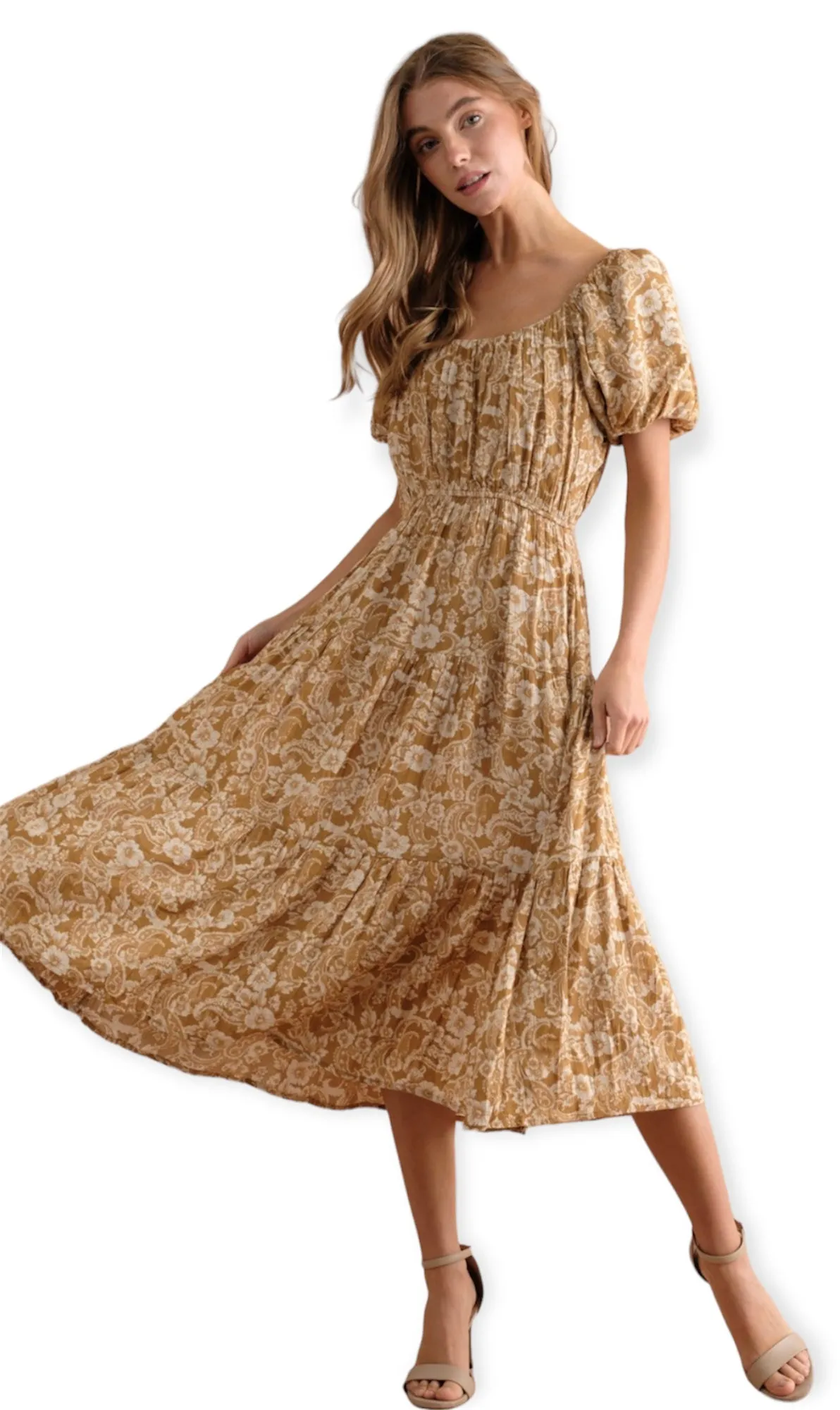 Leona Flora Puff Sleeve Maxi Dress