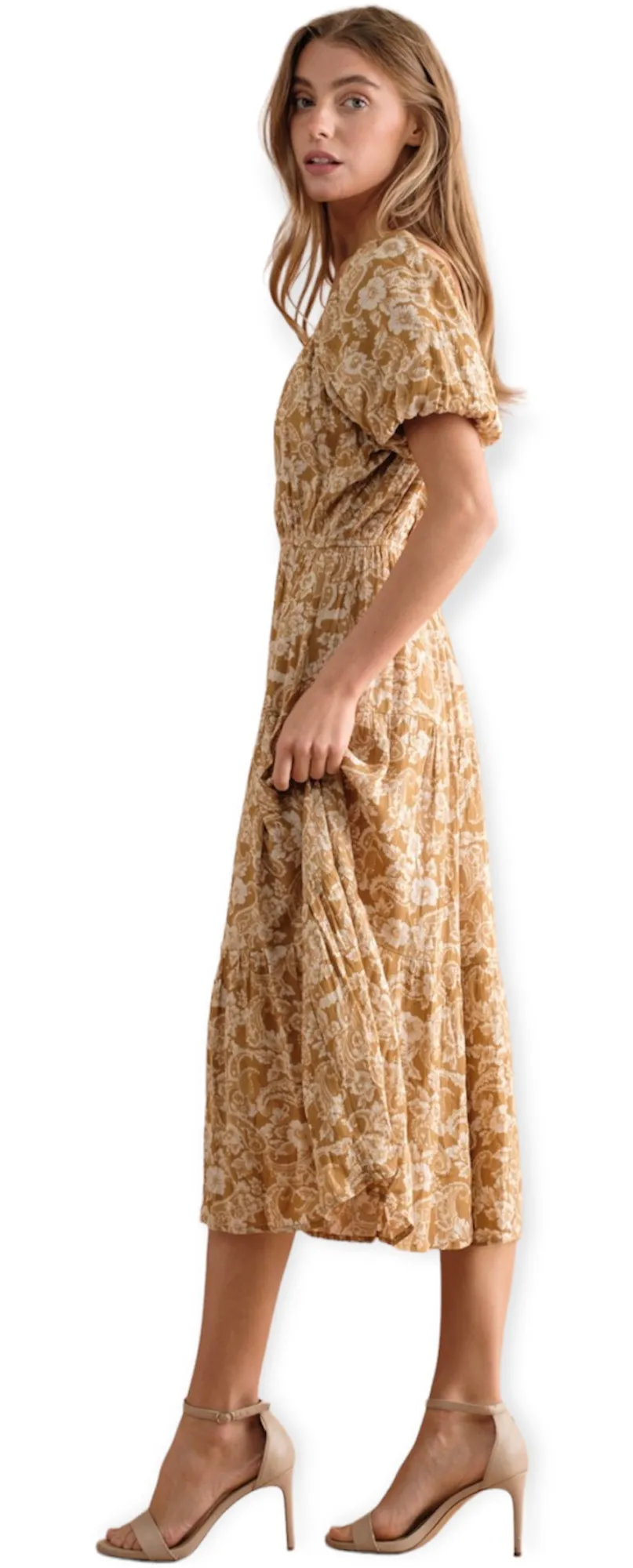 Leona Flora Puff Sleeve Maxi Dress
