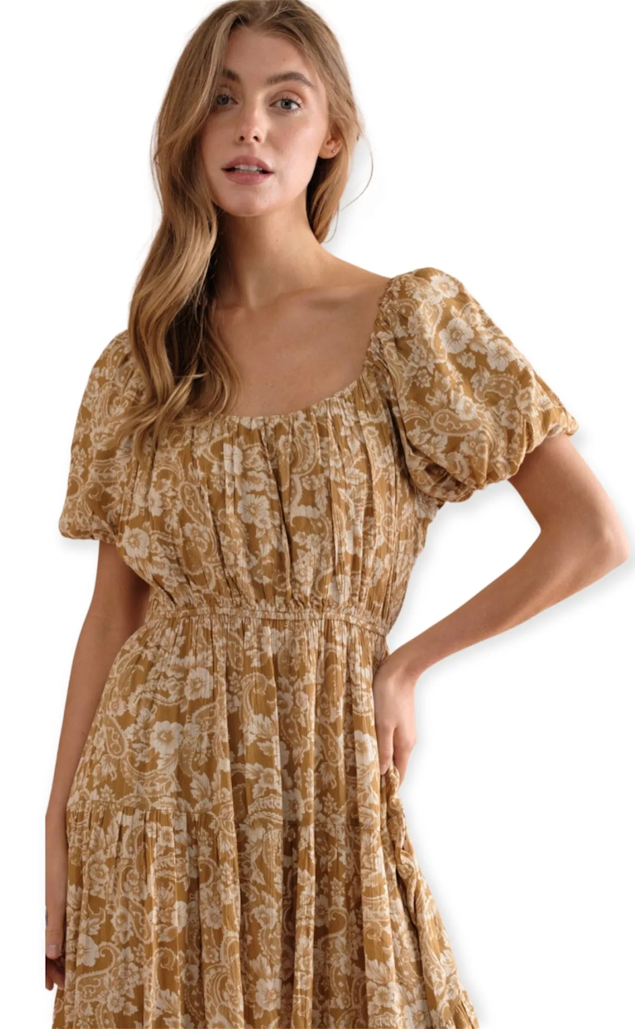 Leona Flora Puff Sleeve Maxi Dress
