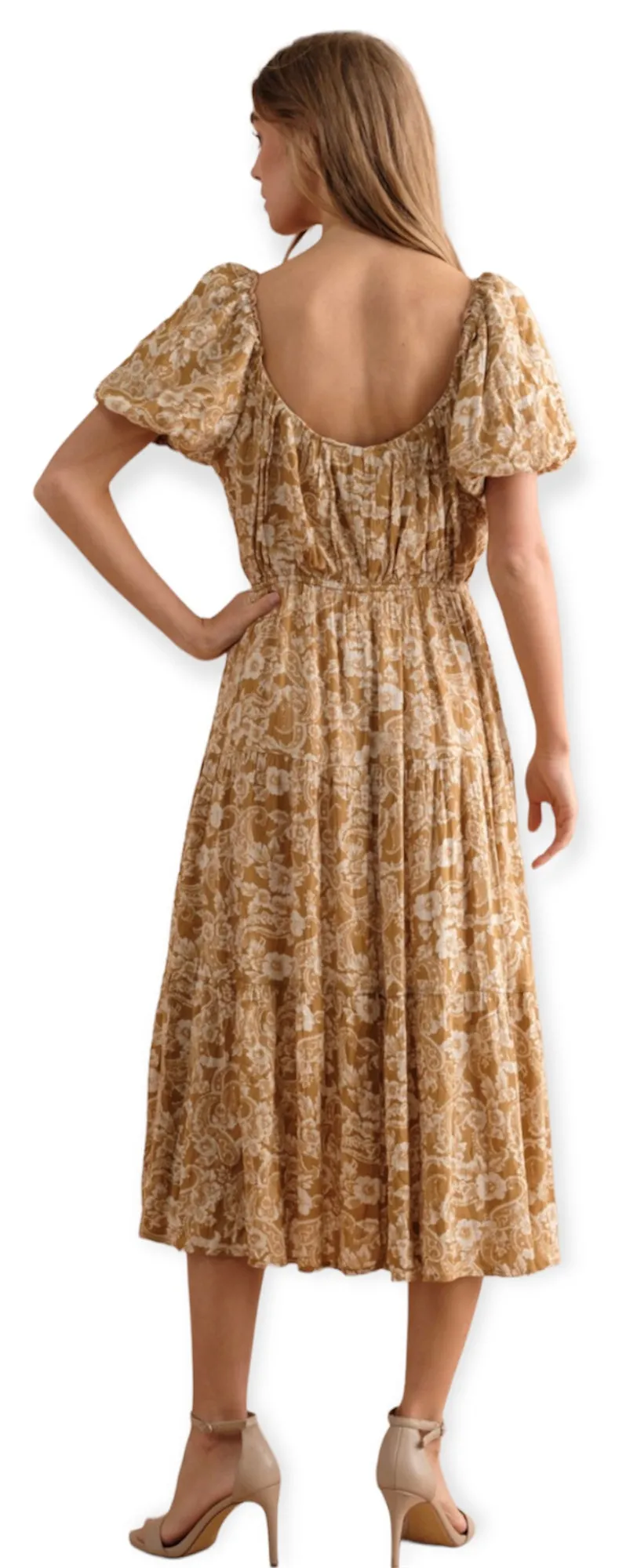 Leona Flora Puff Sleeve Maxi Dress