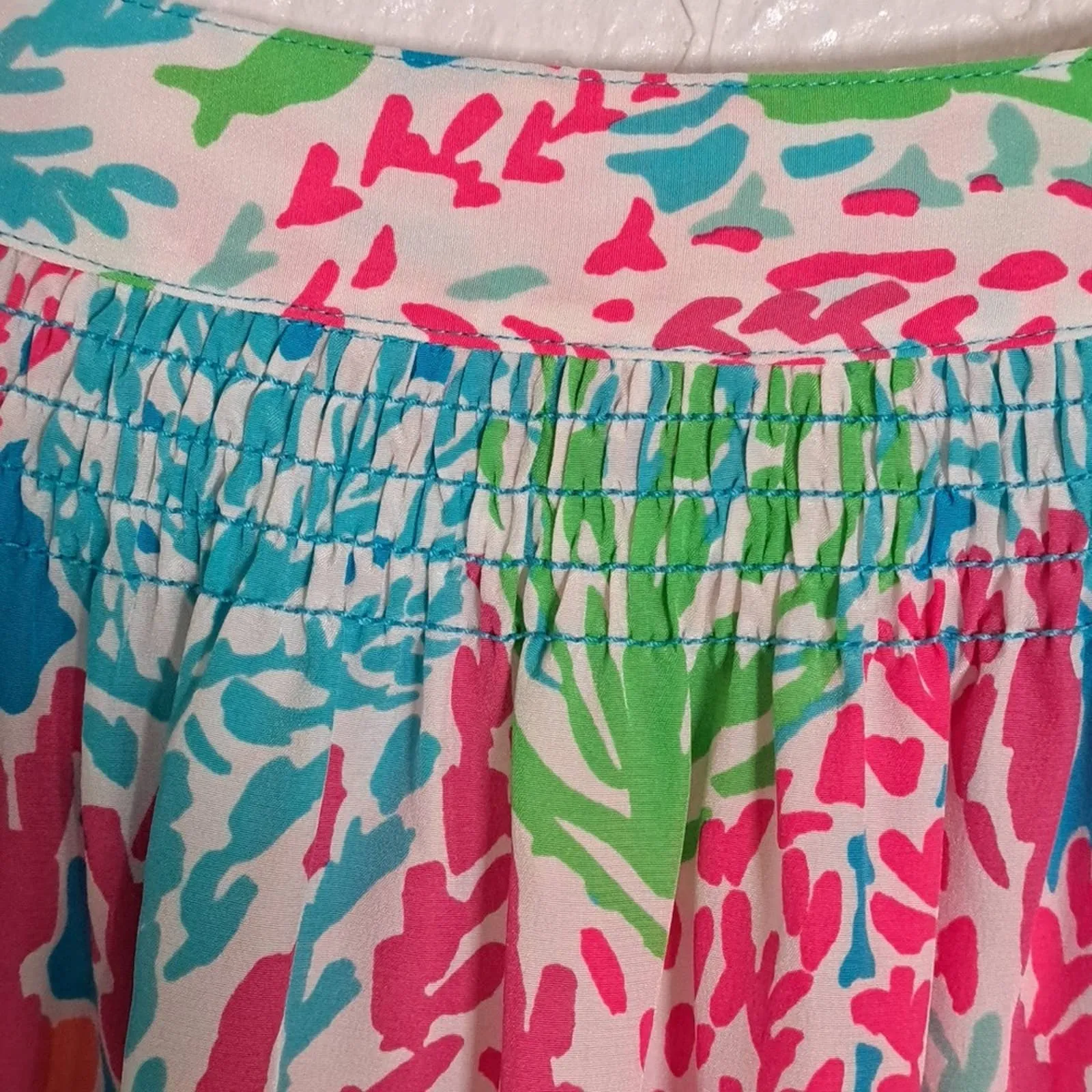 Lilly Pulitzer Elsa Agua Let's Cha Cha Holy Grail Silk Top
