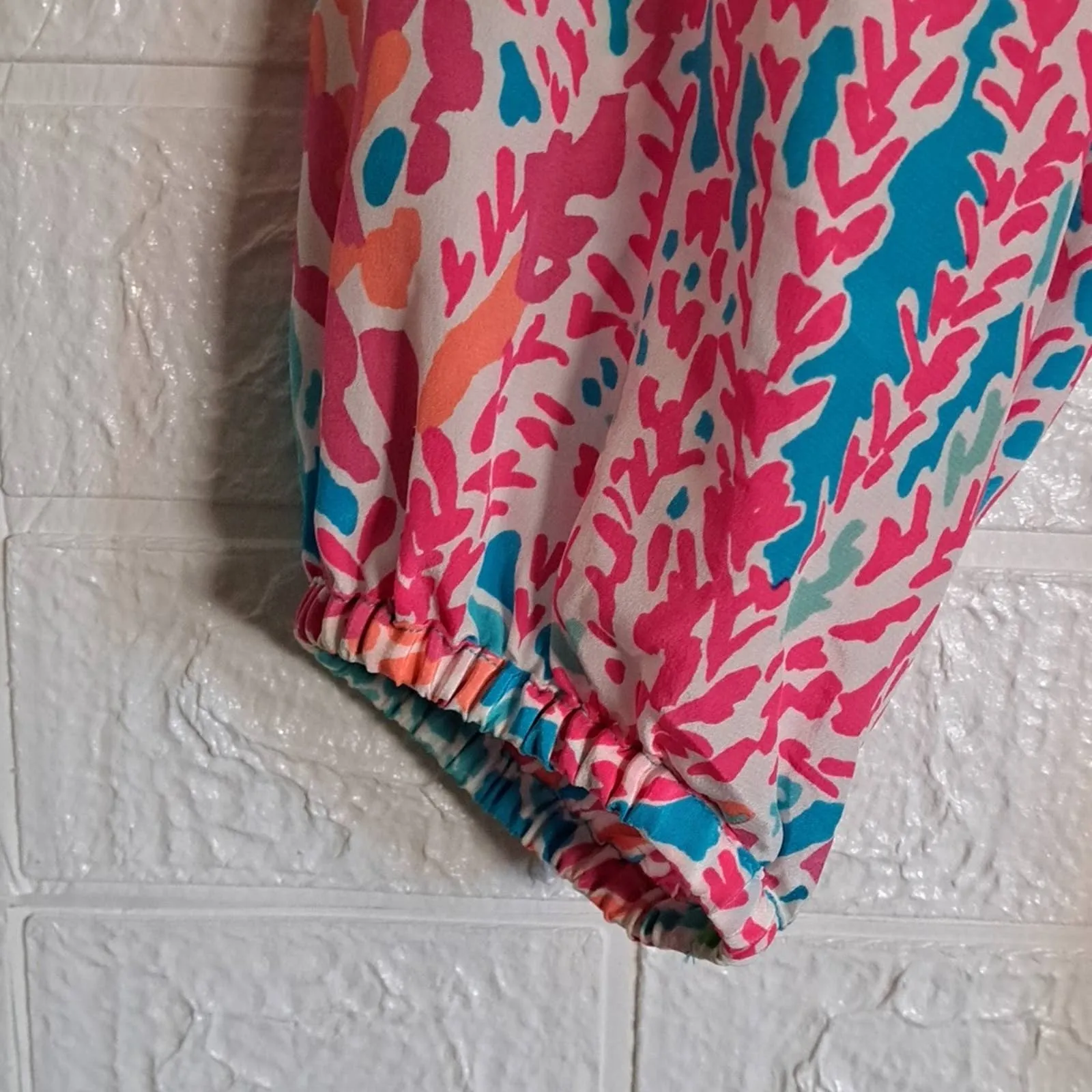 Lilly Pulitzer Elsa Agua Let's Cha Cha Holy Grail Silk Top