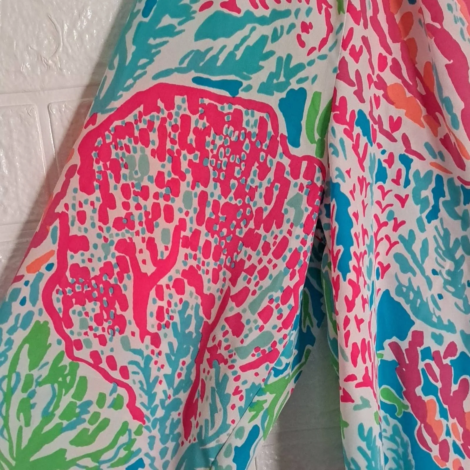 Lilly Pulitzer Elsa Agua Let's Cha Cha Holy Grail Silk Top