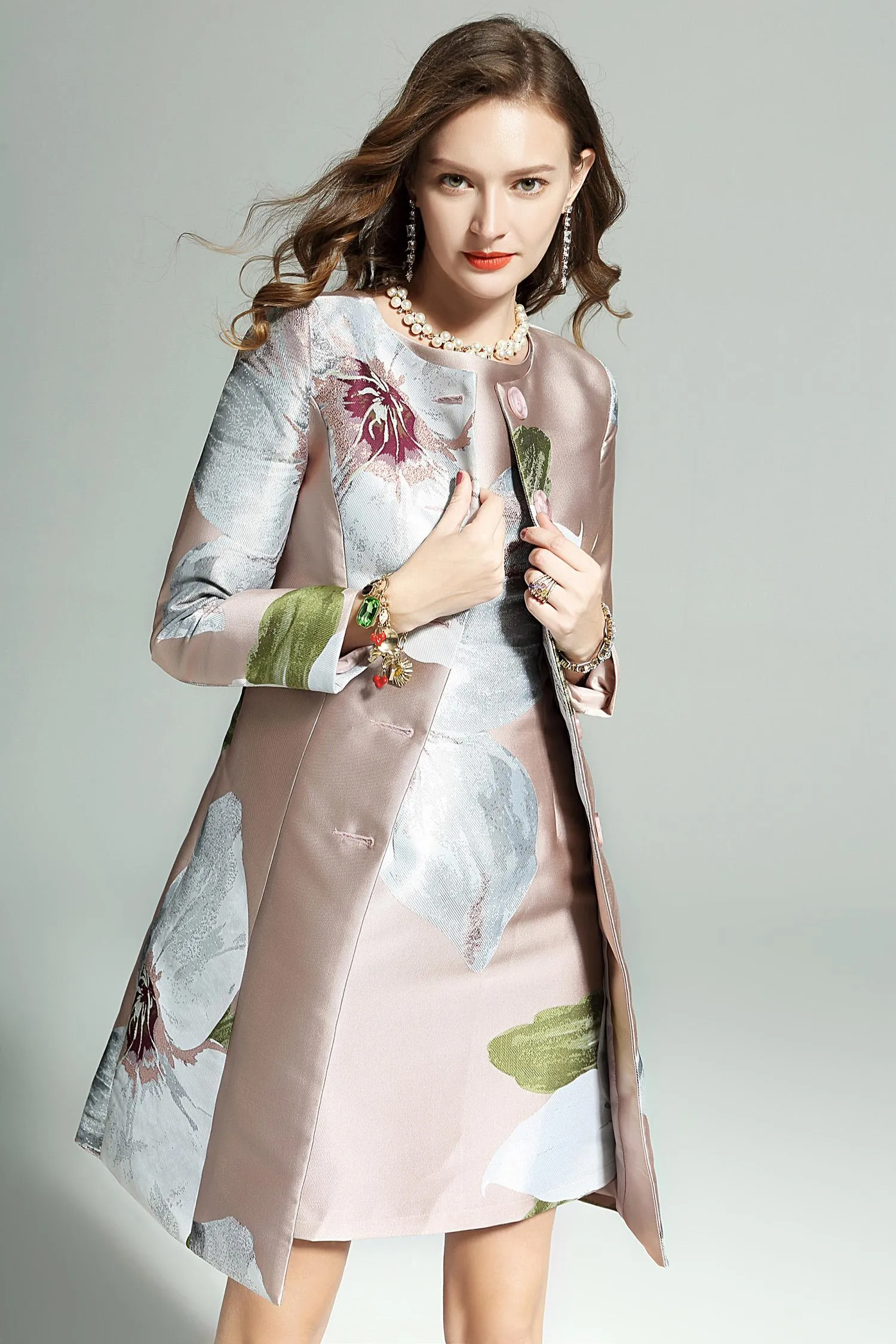 Limited Edition New Luxury Jacquard Print Windbreaker Coat jacket   dress two piece suit set - Lane set