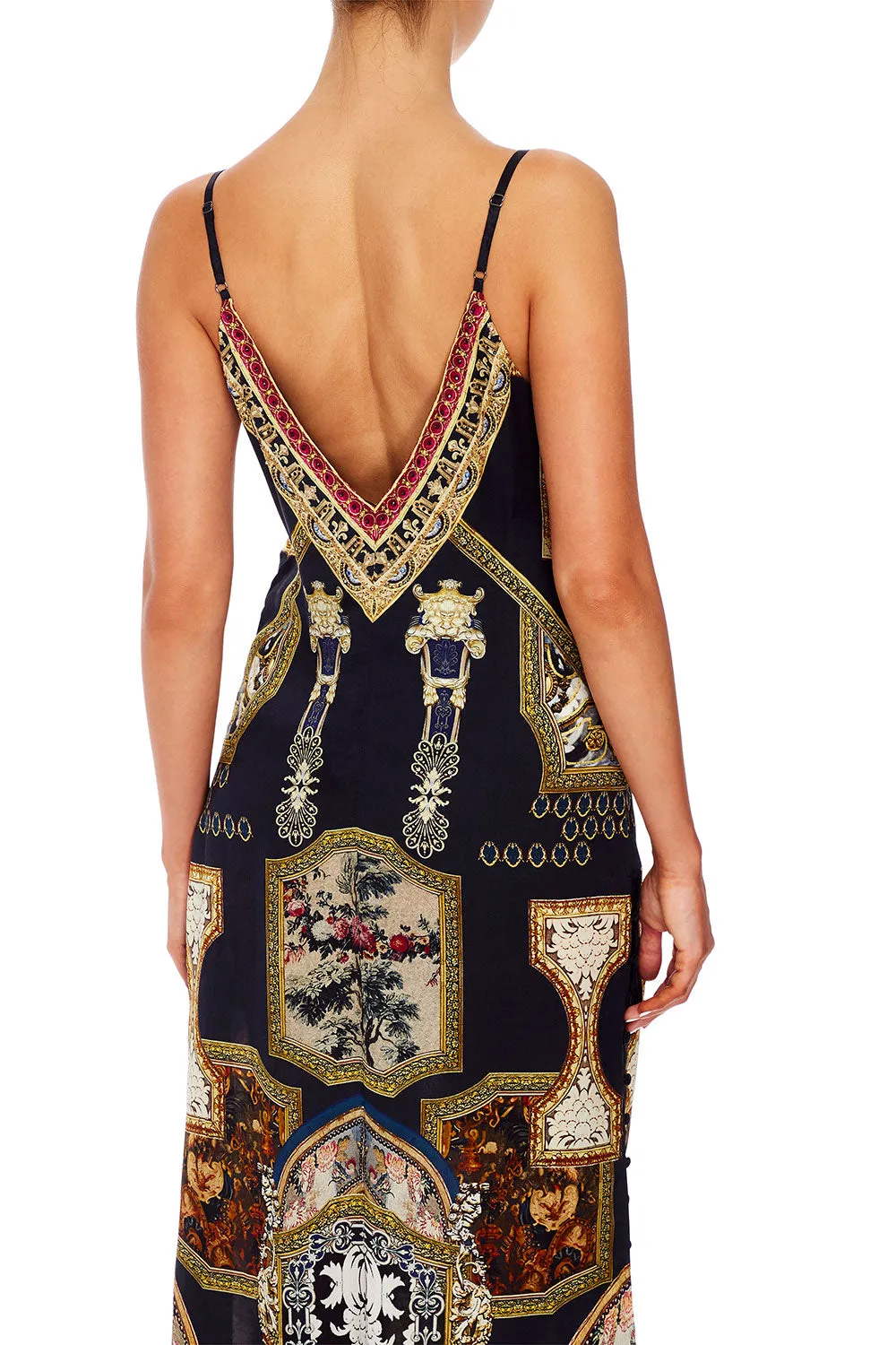 LONG GODET SLIP DRESS MIDNIGHT MEETING