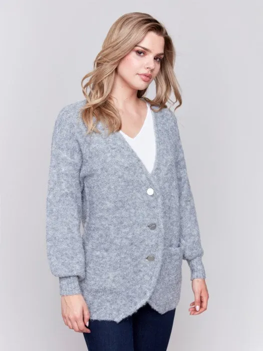 Long Sleeve Boucle Sweater Cardigan