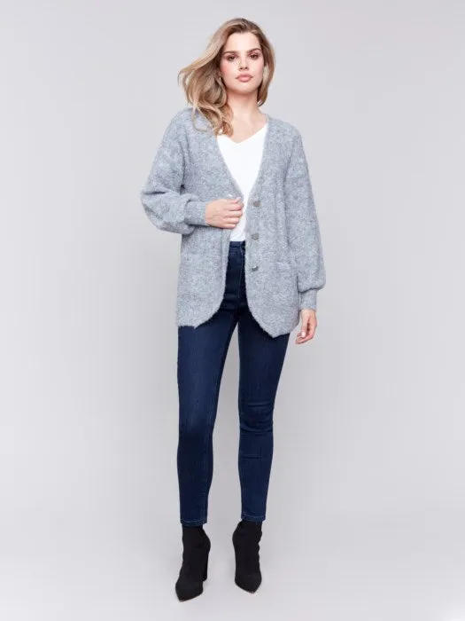 Long Sleeve Boucle Sweater Cardigan