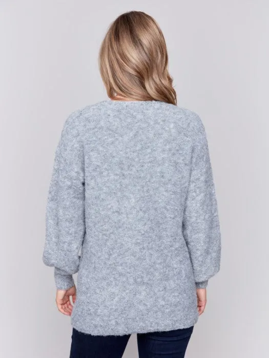 Long Sleeve Boucle Sweater Cardigan