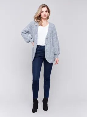 Long Sleeve Boucle Sweater Cardigan