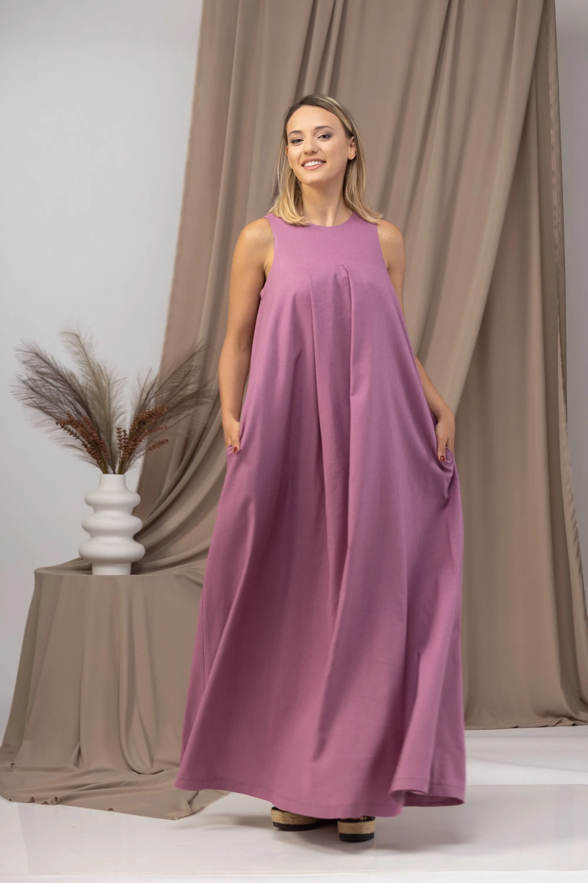 Loose Linen Maxi Dress