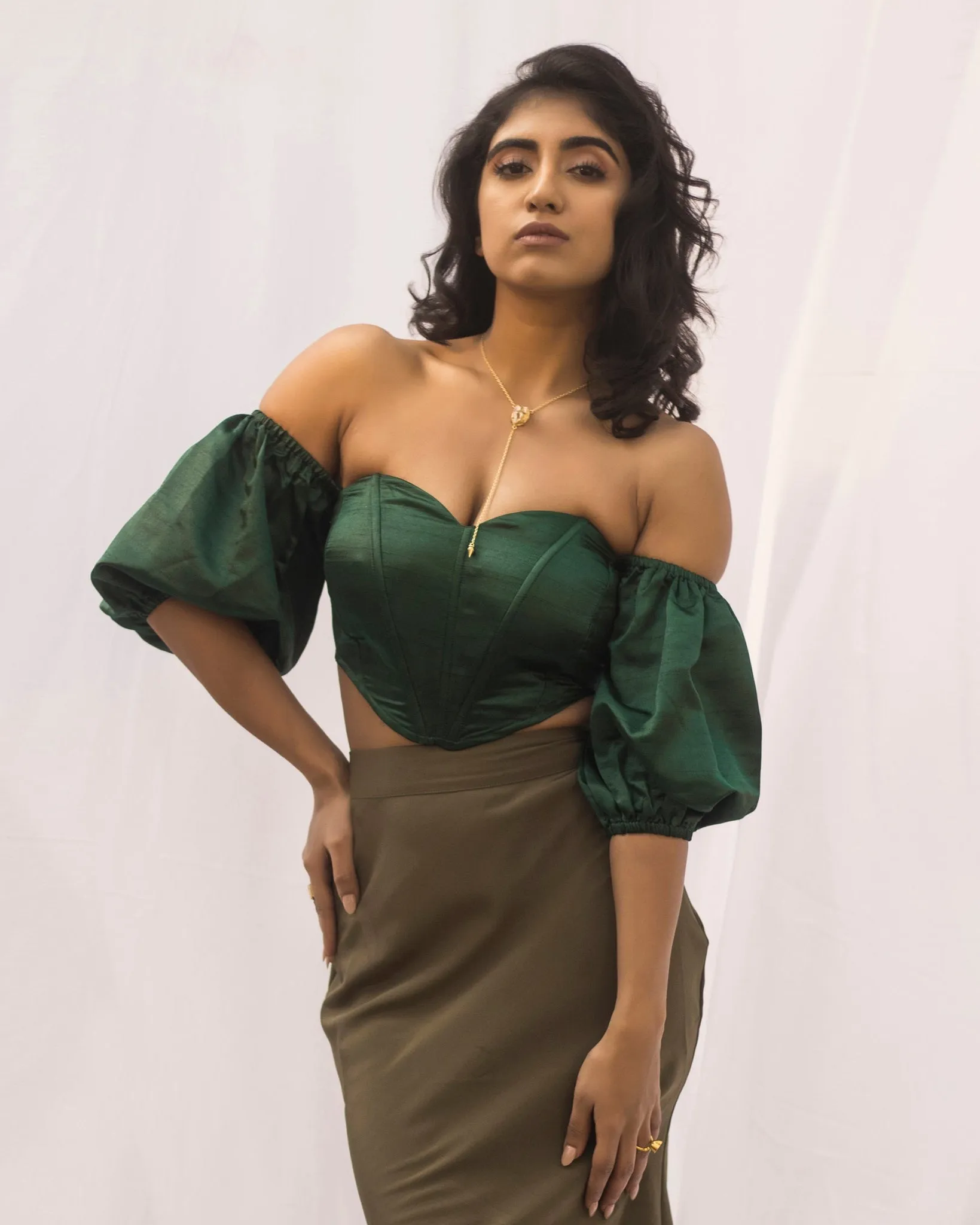 Loretta Emerald Silk Corset Top