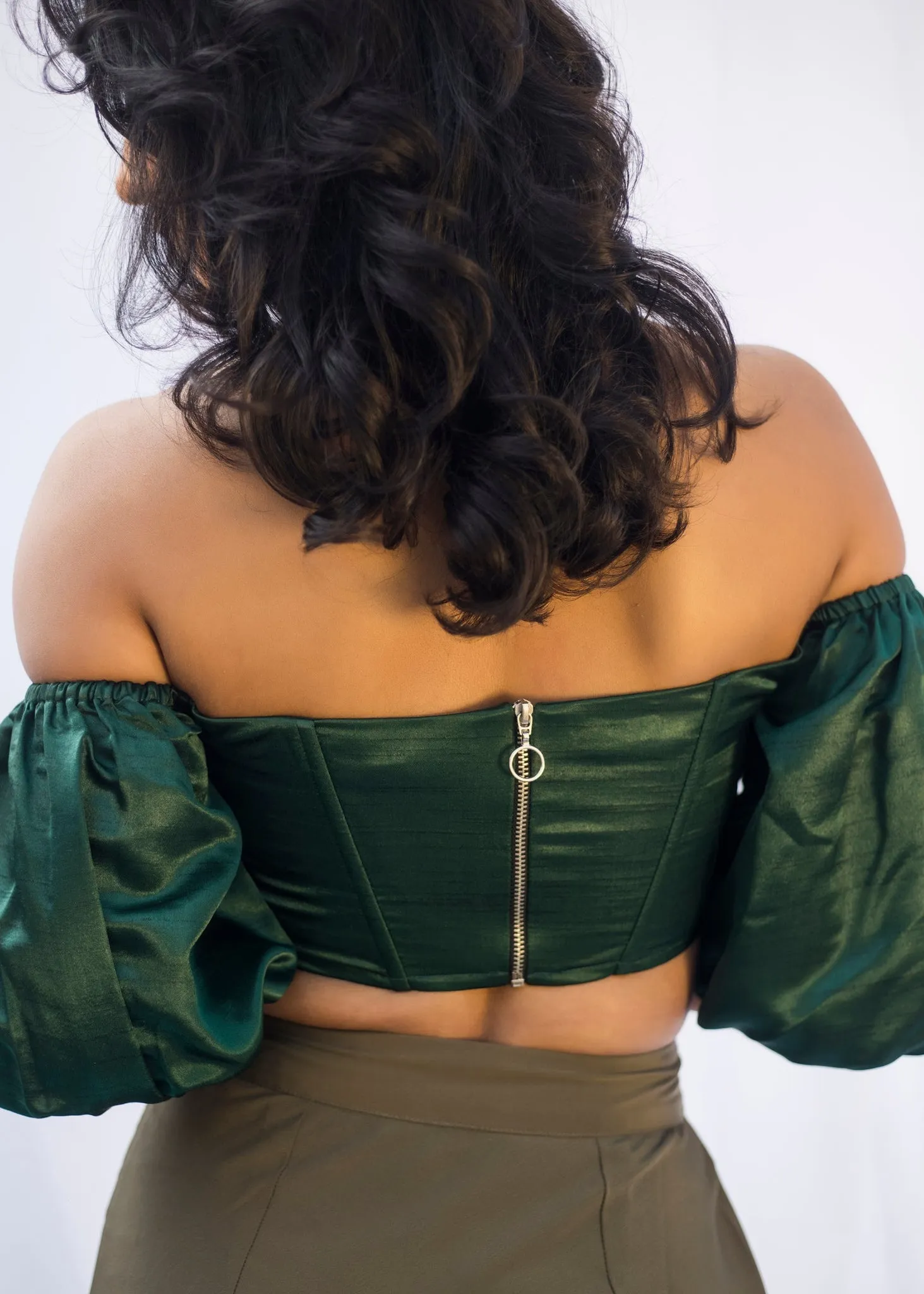 Loretta Emerald Silk Corset Top