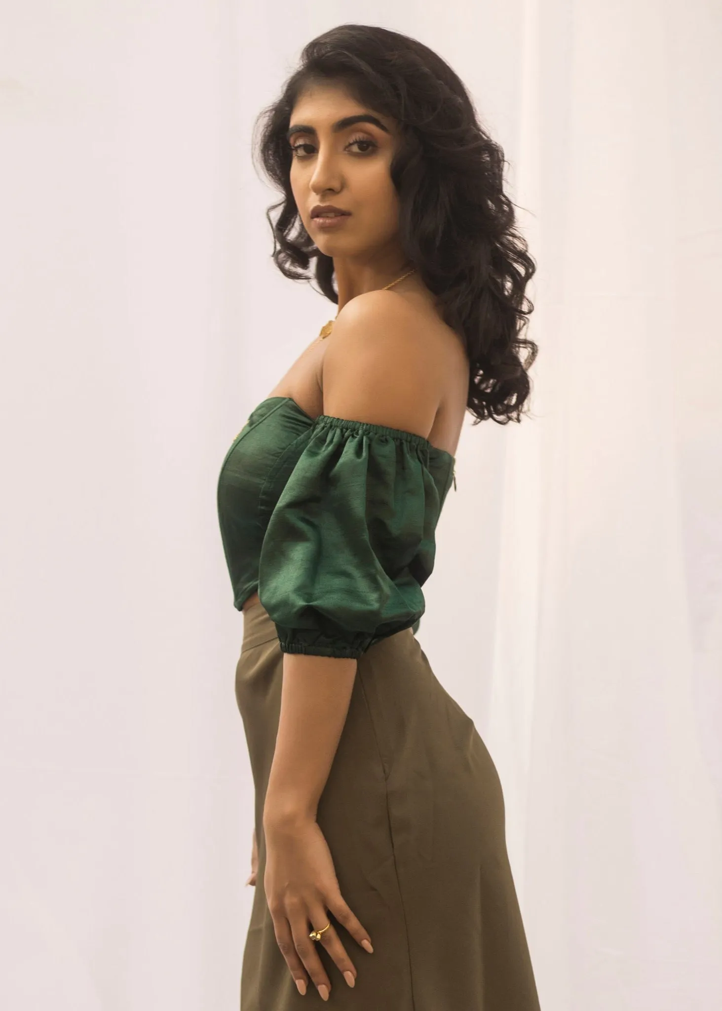 Loretta Emerald Silk Corset Top