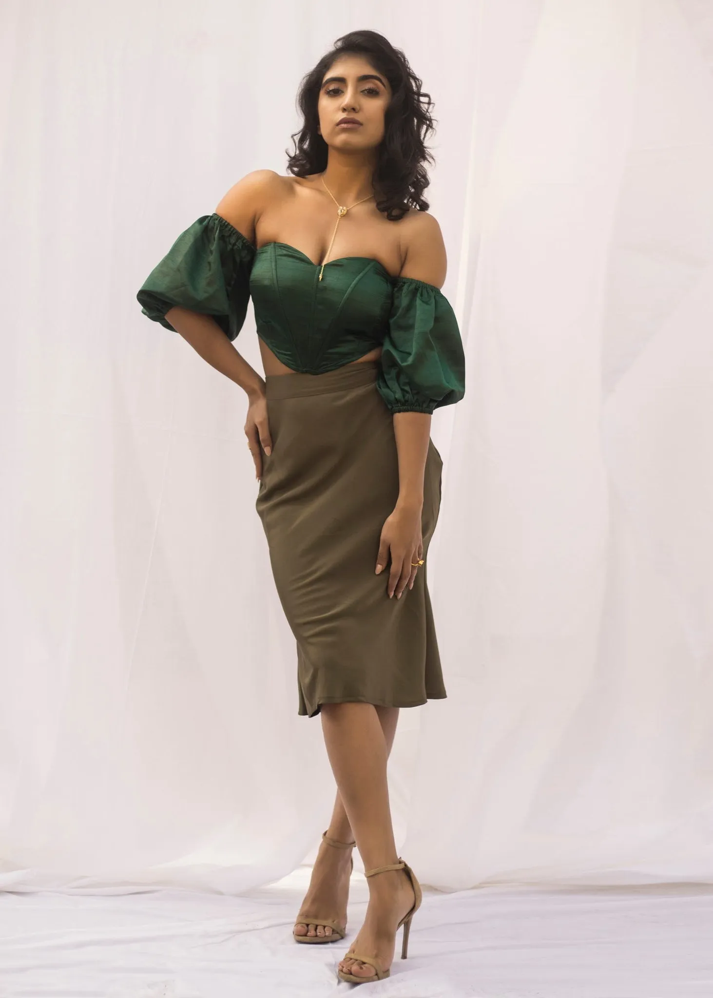 Loretta Emerald Silk Corset Top