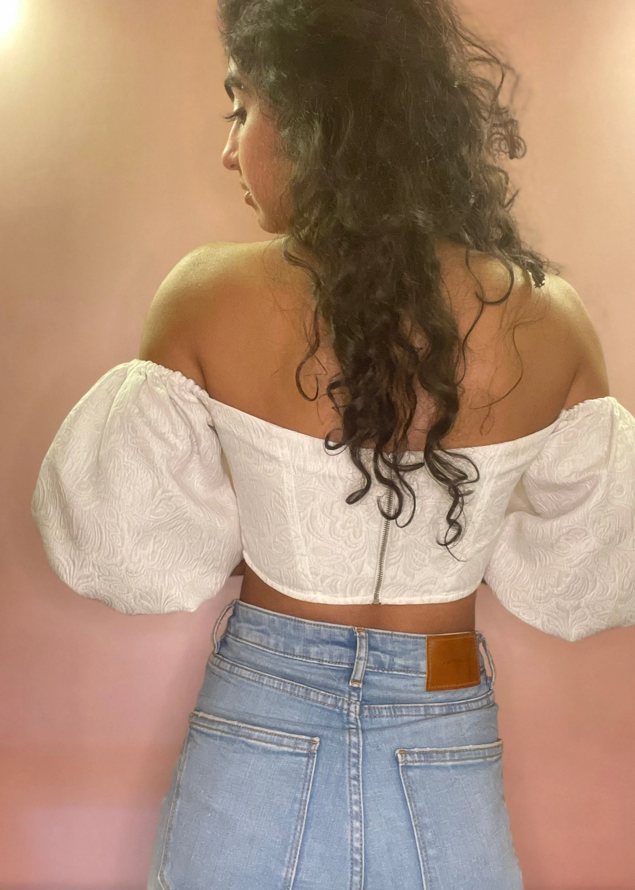 Loretta White Jacquard Corset Top