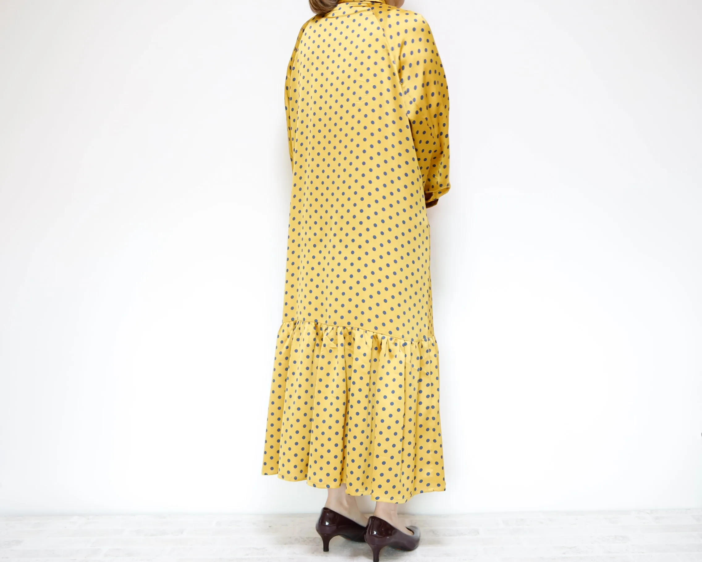 <D27Y> Drop ruffle maxi Dress YELLOW