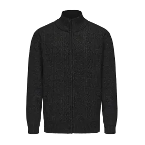 Men's Mock Neck Plaited Knitted Cardigan
