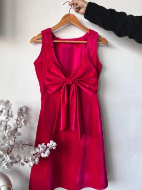 MONOMEE EVERLY BACK BOW TIE MINI VELVET DRESS