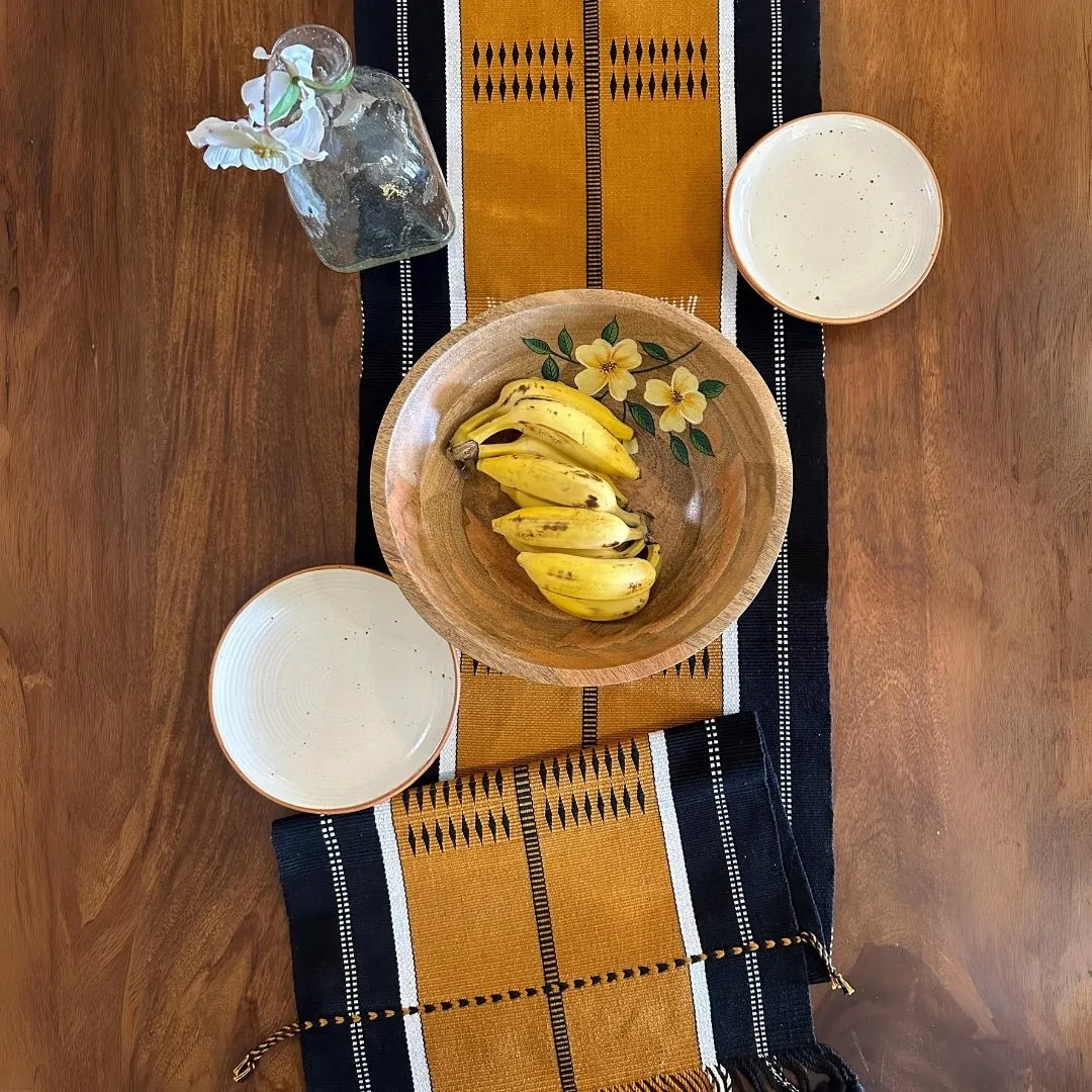 Mustard & Black Handwoven Tribe Inspired Table Runner