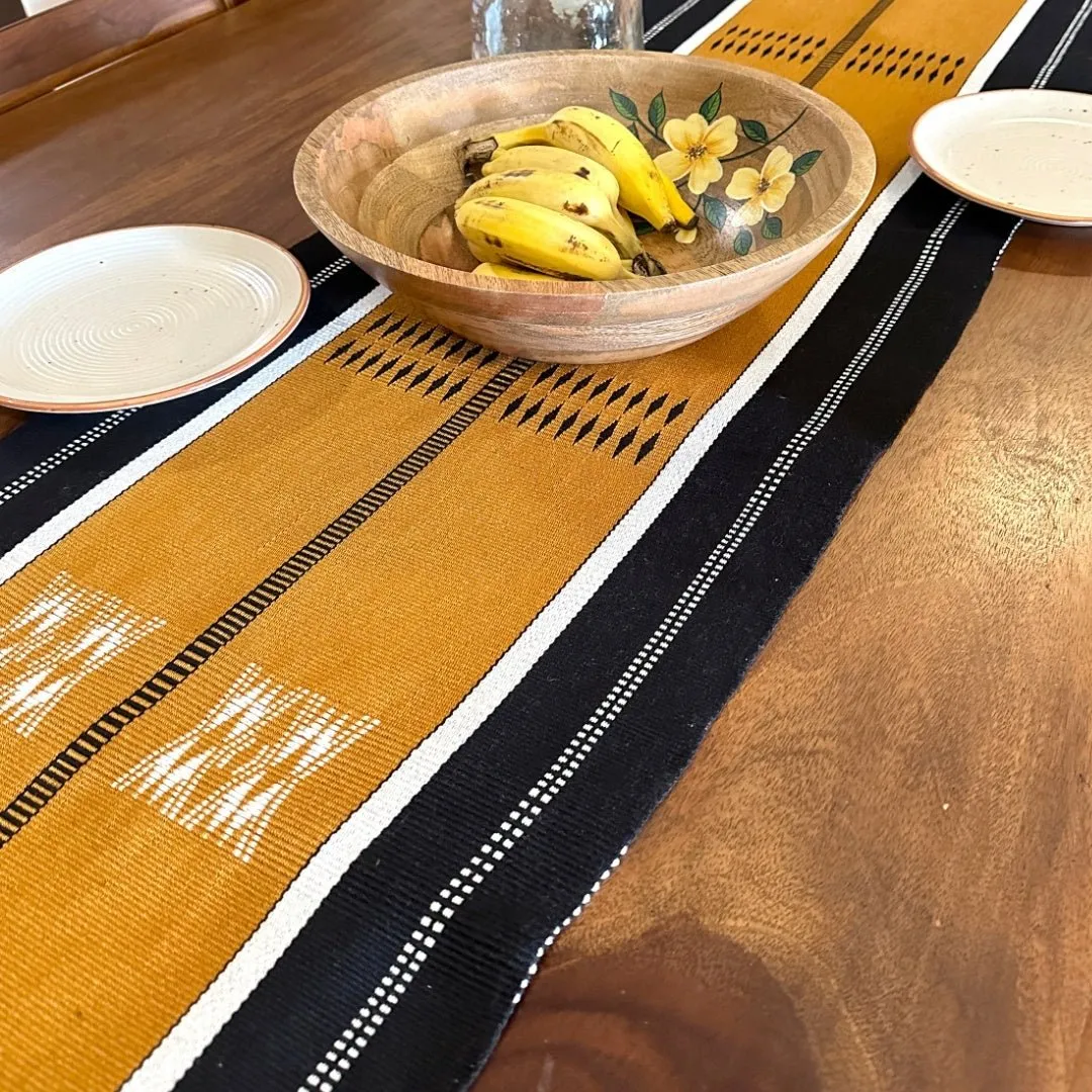 Mustard & Black Handwoven Tribe Inspired Table Runner