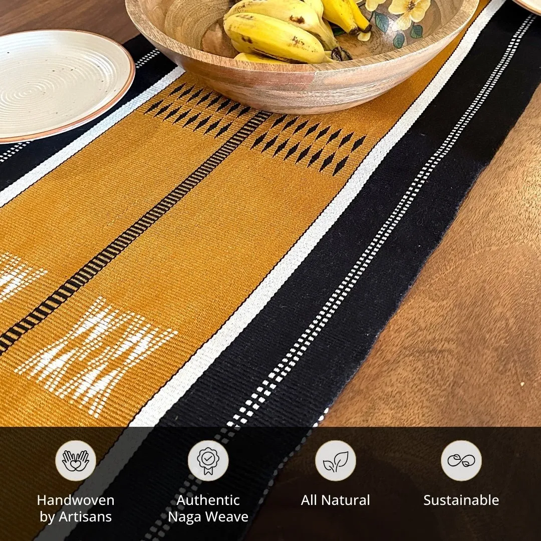 Mustard & Black Handwoven Tribe Inspired Table Runner