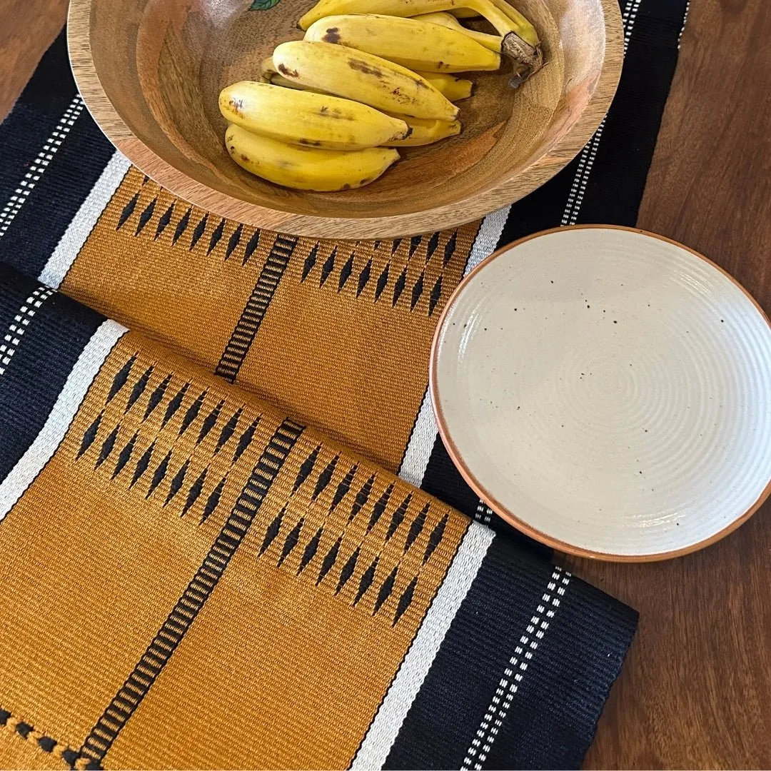Mustard & Black Handwoven Tribe Inspired Table Runner