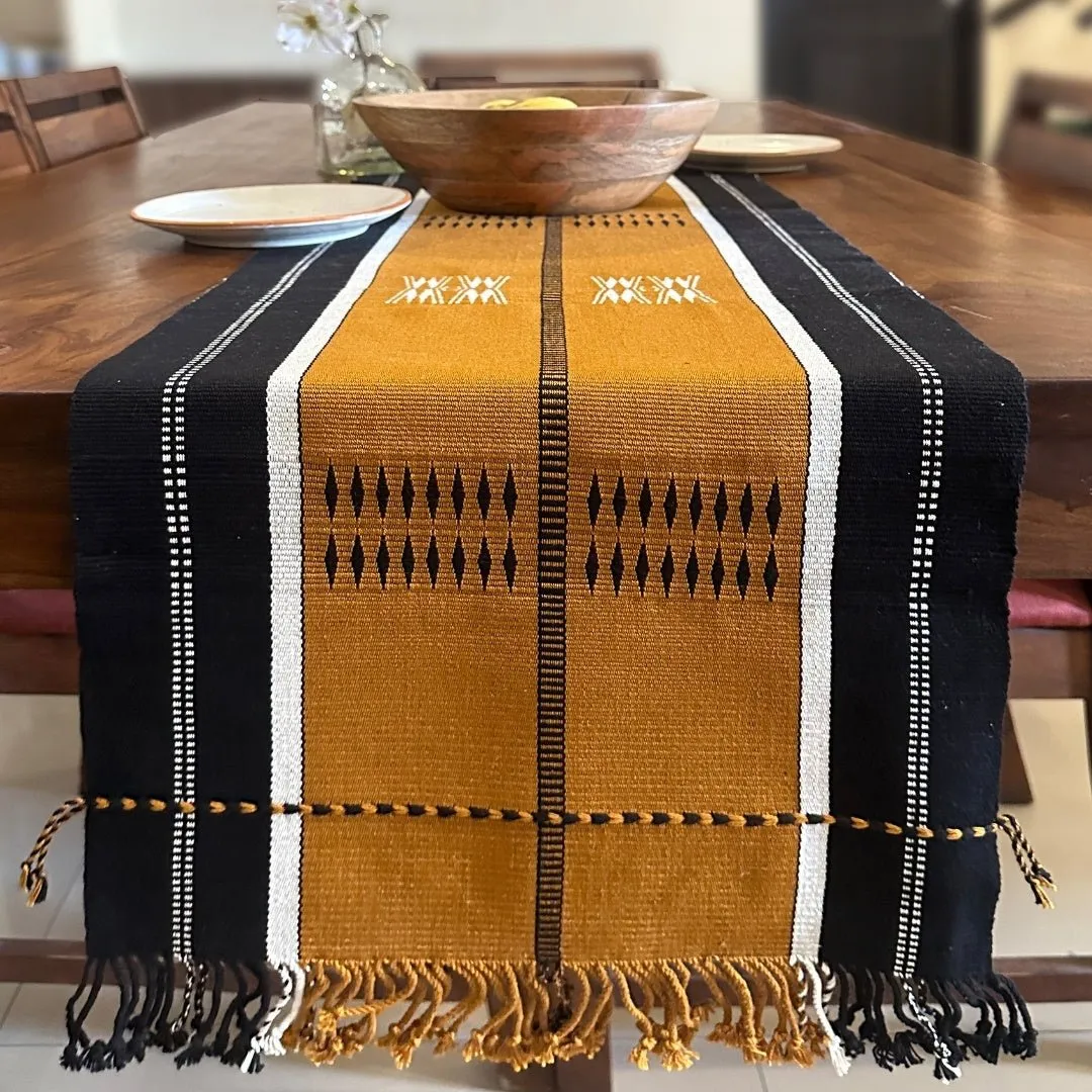 Mustard & Black Handwoven Tribe Inspired Table Runner