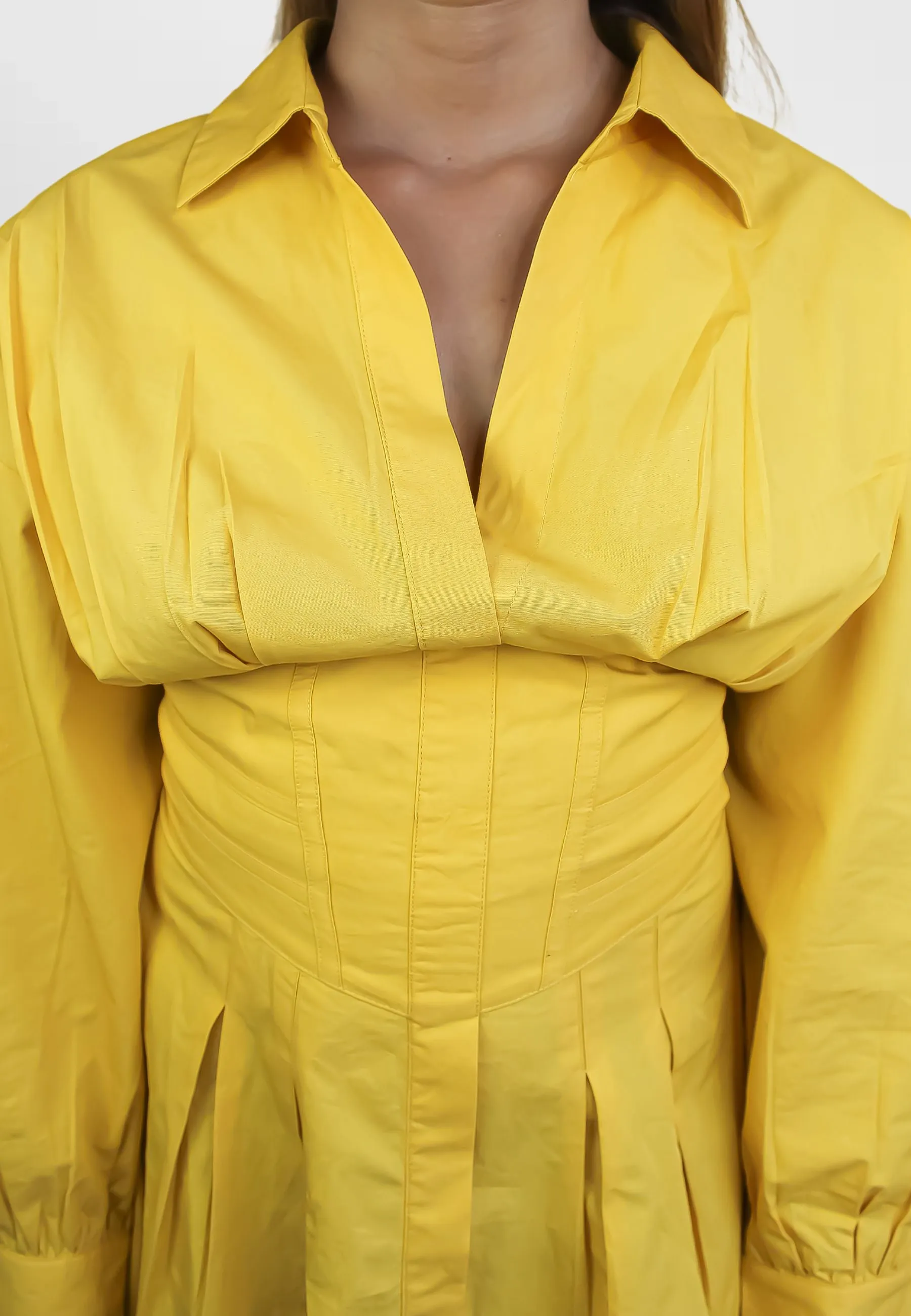 Mustard Corset Poplin Dress