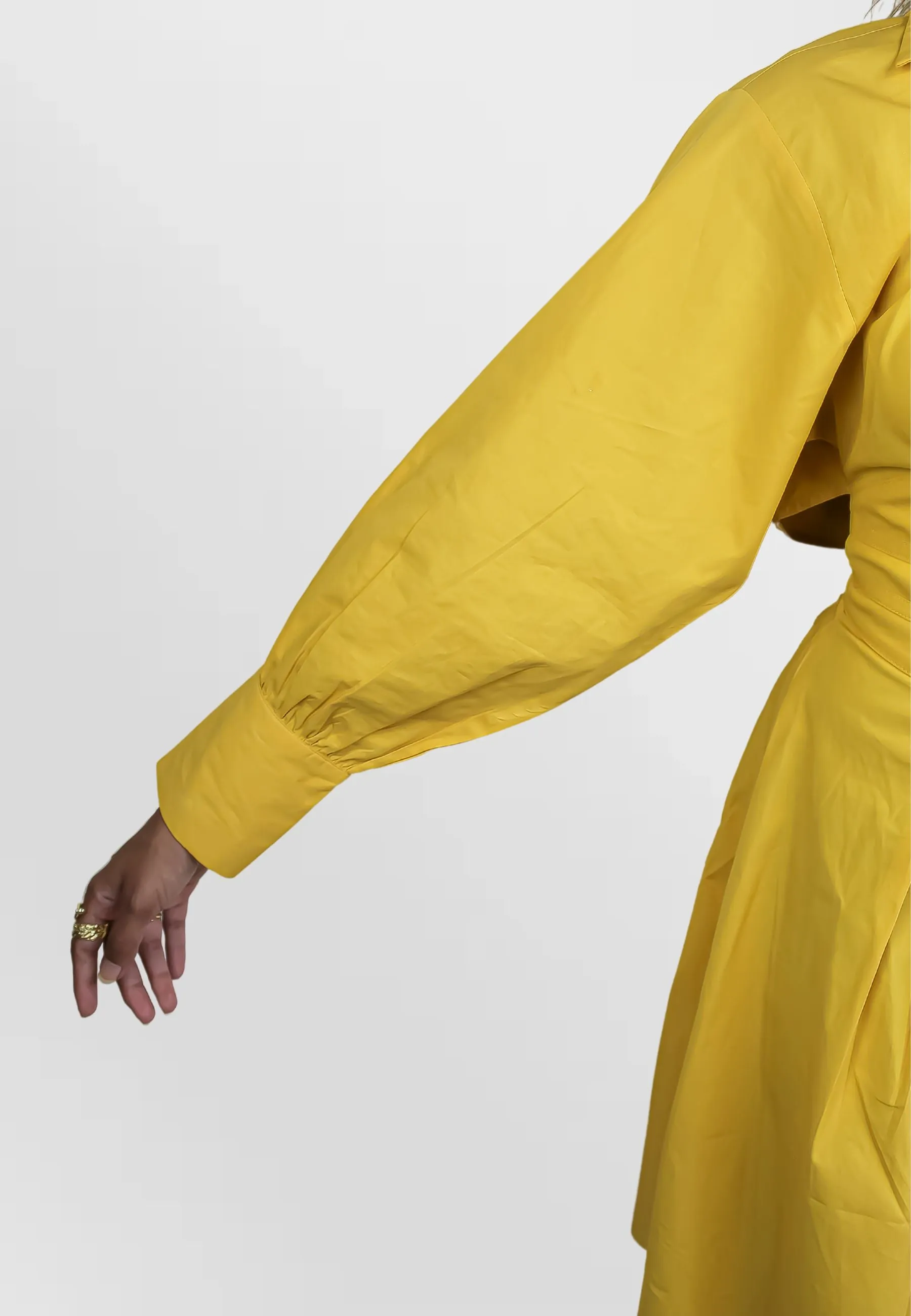 Mustard Corset Poplin Dress