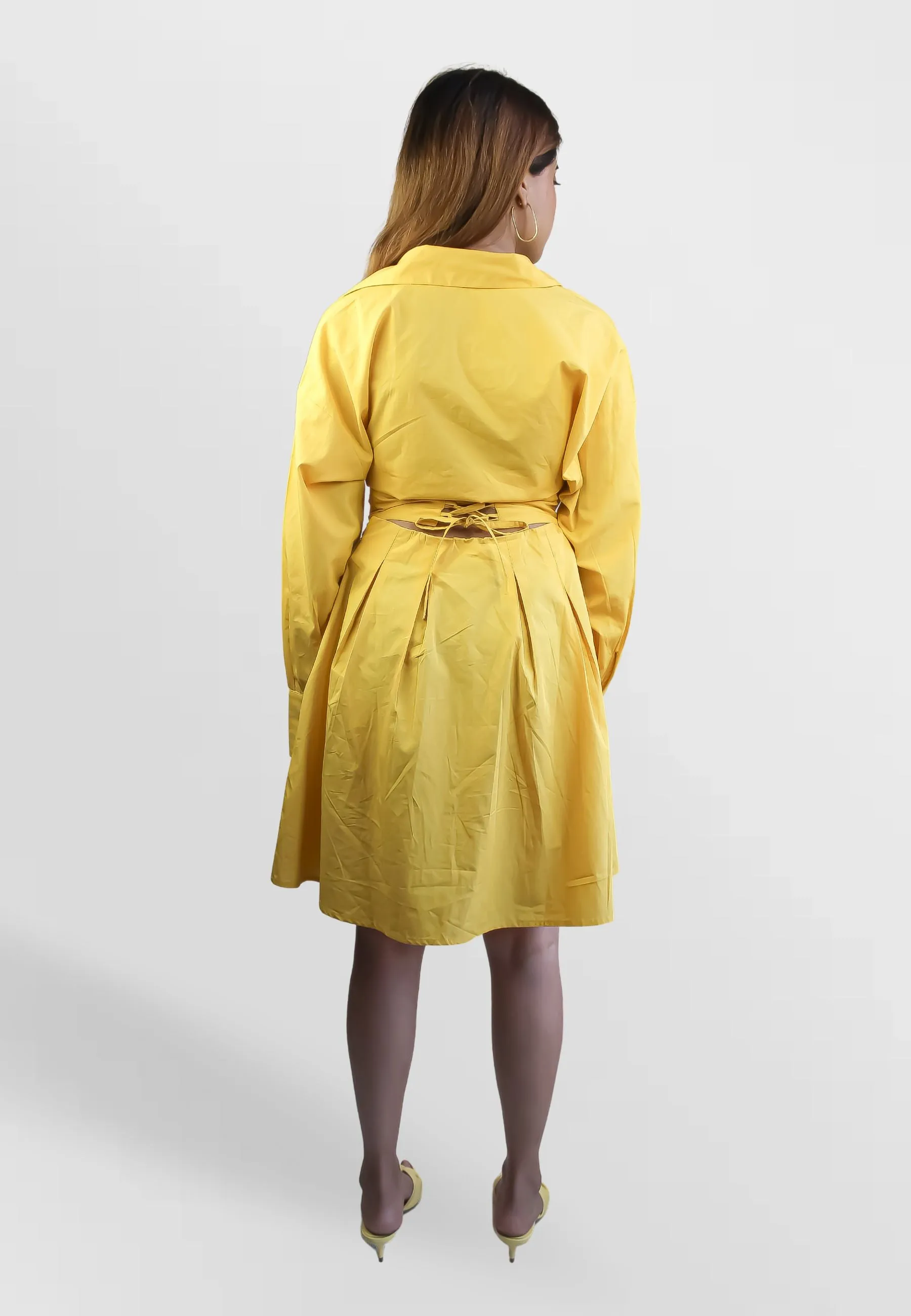 Mustard Corset Poplin Dress