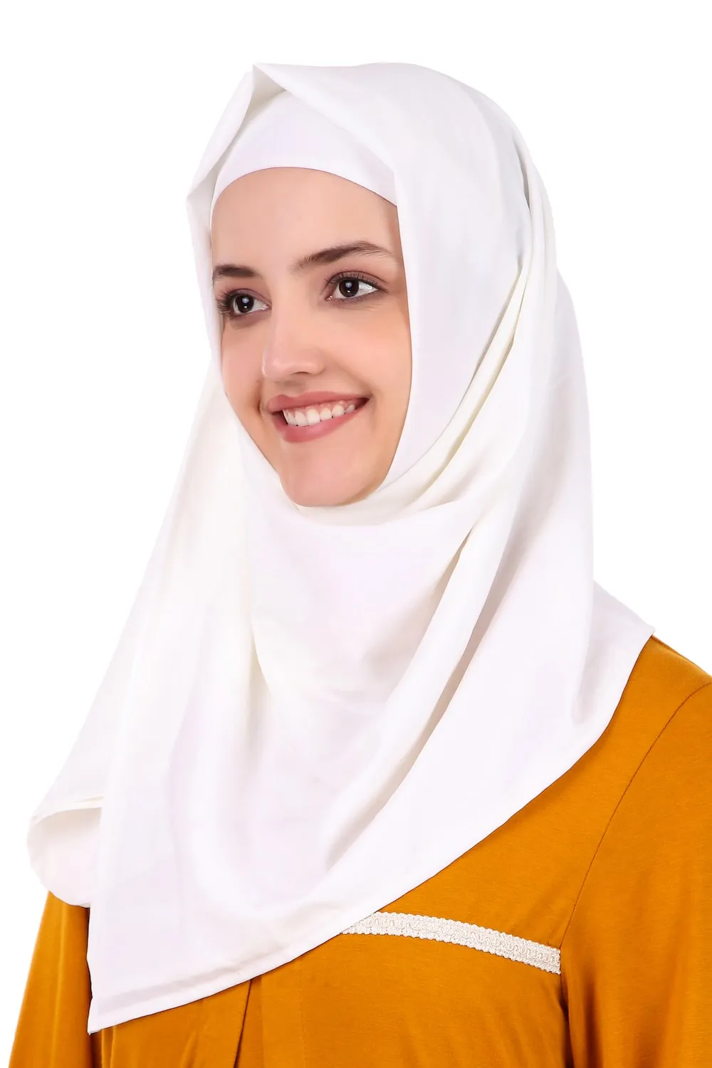 Mustard Jersey Lace Abaya