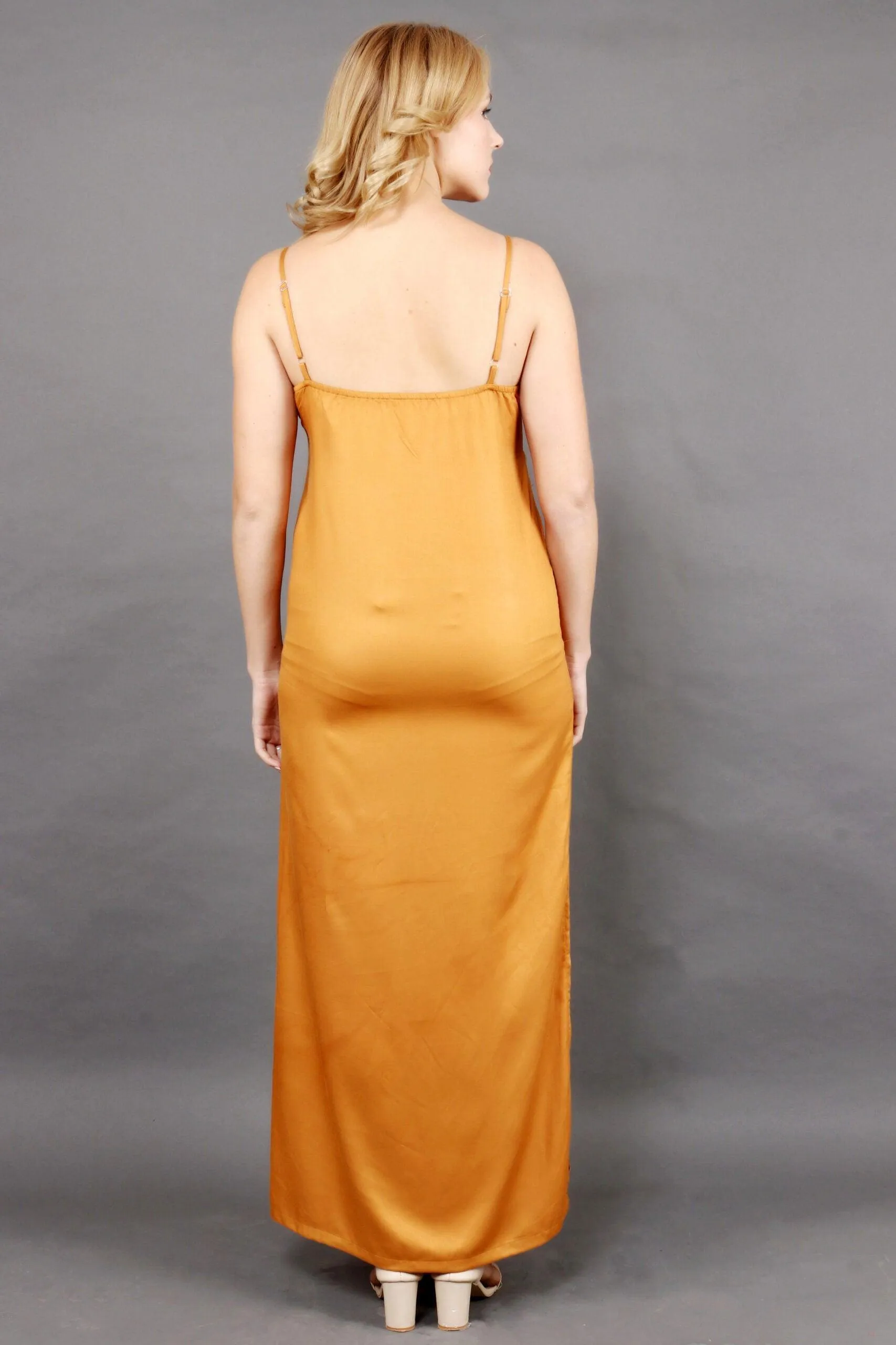 Mustard Solid Maxi Dress with Side Slit