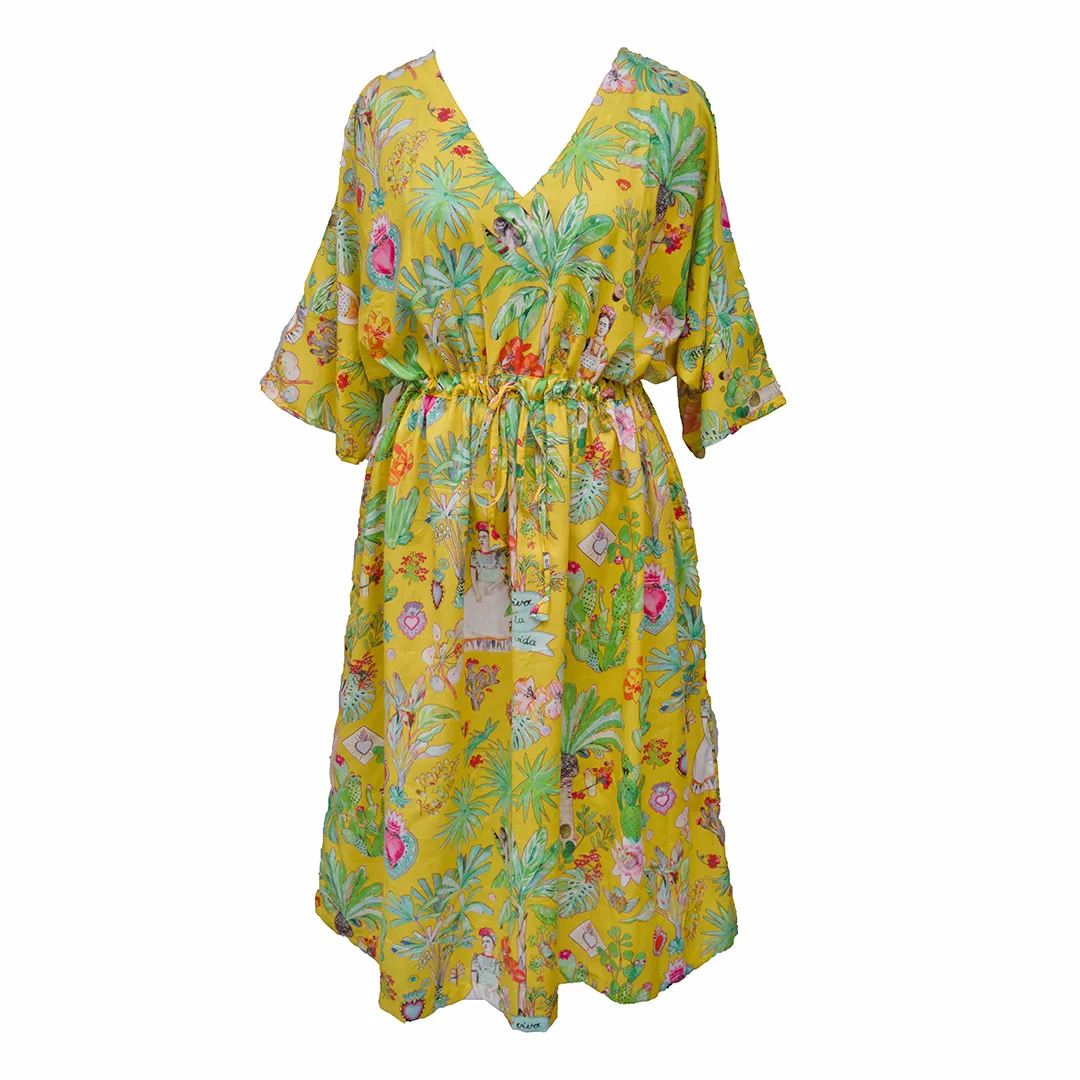 Mustard Yellow Digital Artwork Crepe Maxi Dress UK Size 18-32 M83