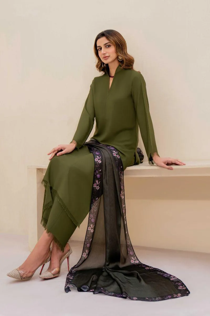 Natasha kamal -  Sutton - Moss Green - Georgette - 3 Piece