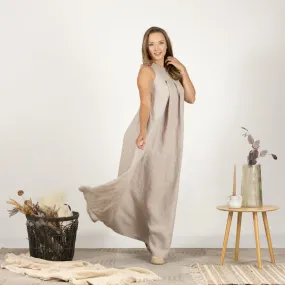Natural Loose Linen Maxi Dress