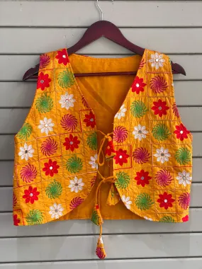 Navratri Traditional Garba Spl. Long Koti Jacket Multi Work With Real Mirrors For Women's