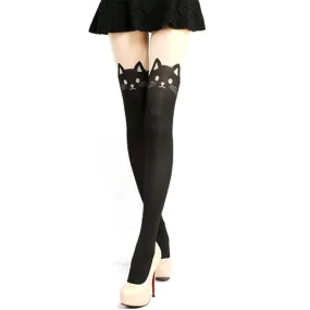 New Women Sexy Cat Tail Velvet Knee High Socks Hosiery Tattoo Stockings