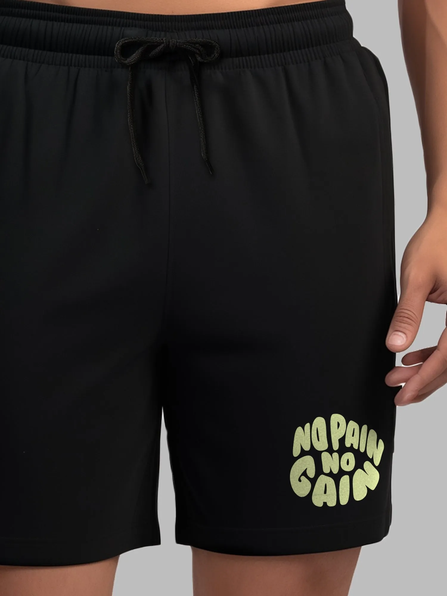 No Pain No Gain Cotton Mens T Shirt and Shorts Combo Set(Plus Size)