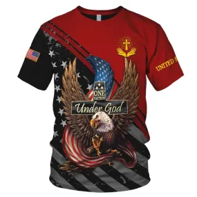 One Nation Under God All Over Print Shirt American Eagle Independence 3D Bomber Jacket