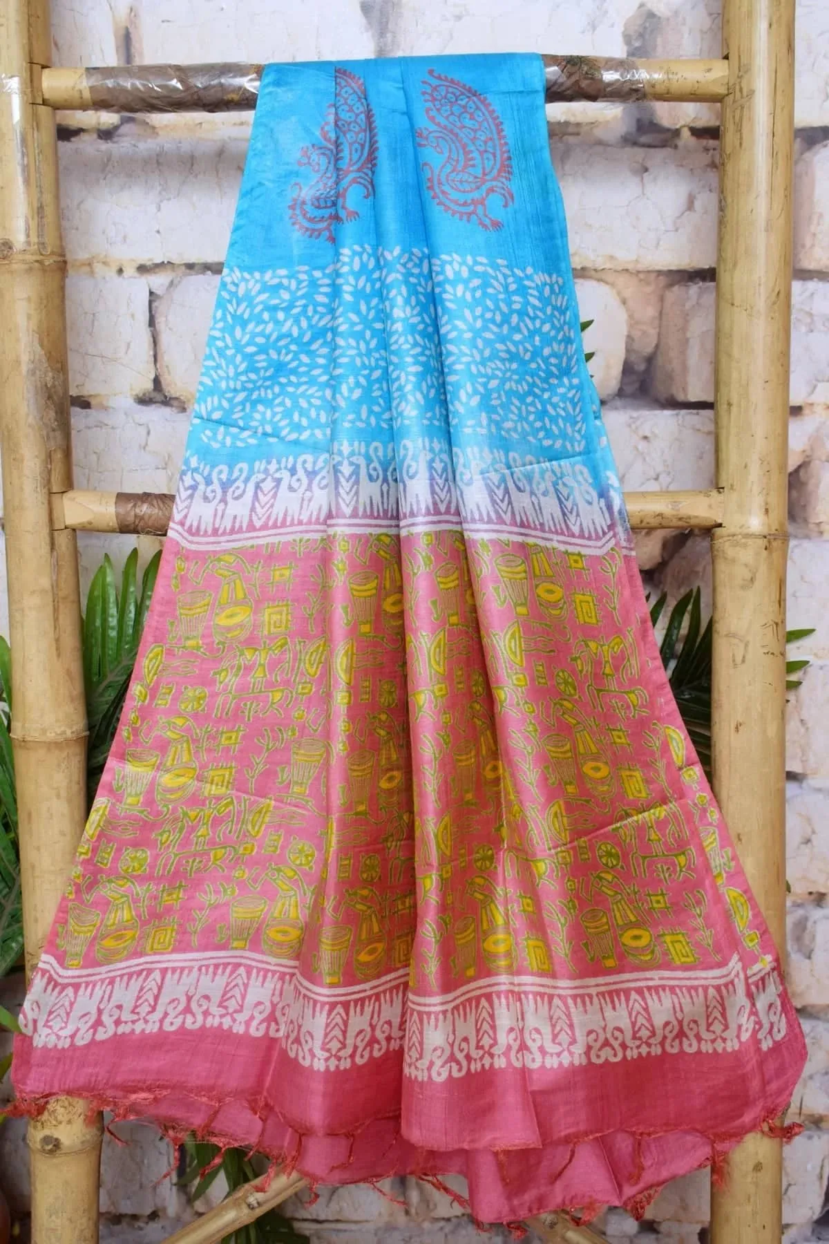 Peach Bhagalpuri Cotton Silk Printed Suit