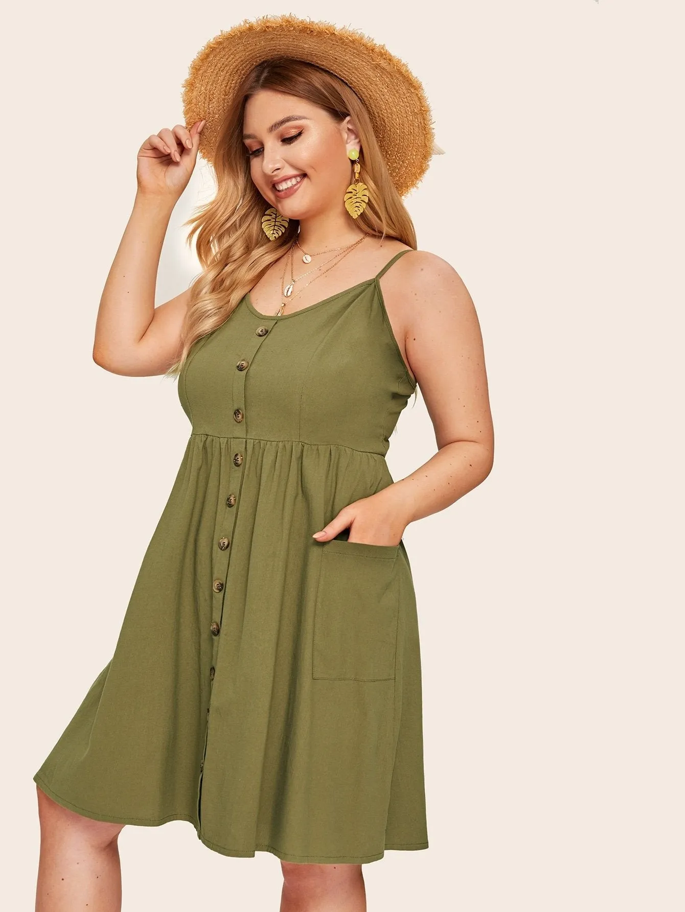 Plus Button Through Tea Dress