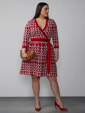 Plus Geometric Print Wrap Top Dress