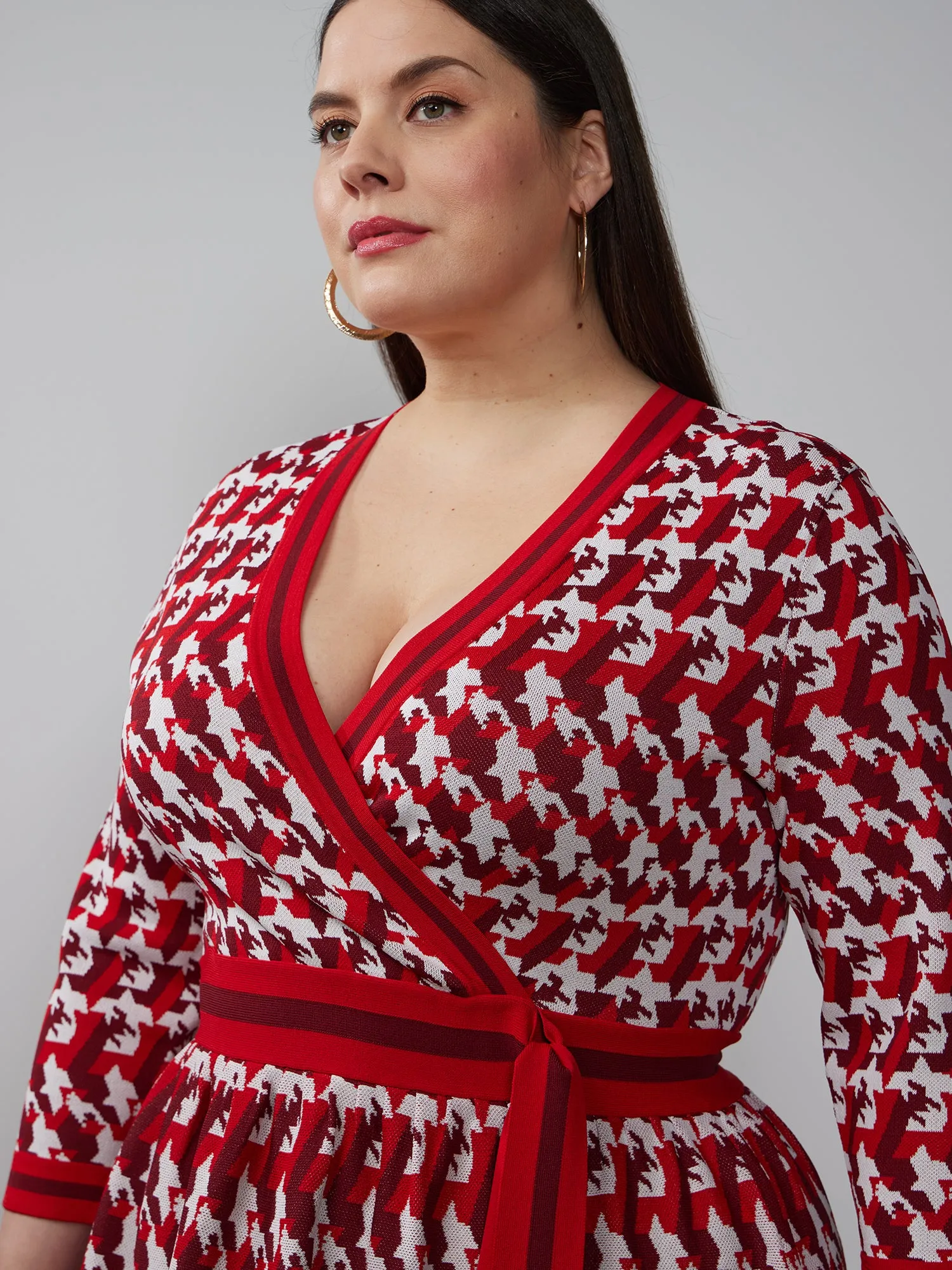 Plus Geometric Print Wrap Top Dress