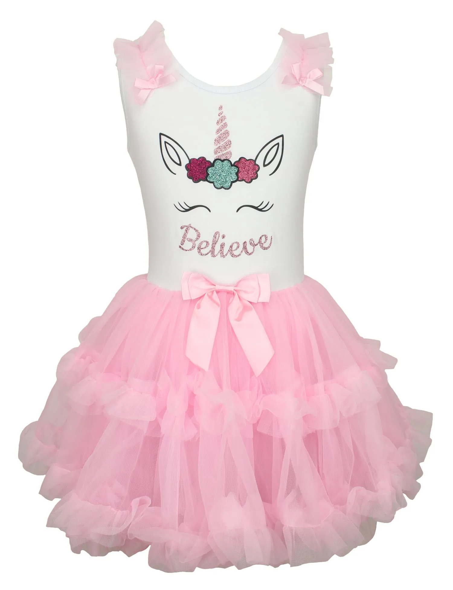 Popatu Baby Girl's & Little Girl's Personalized Unicorn Ruffle Dress