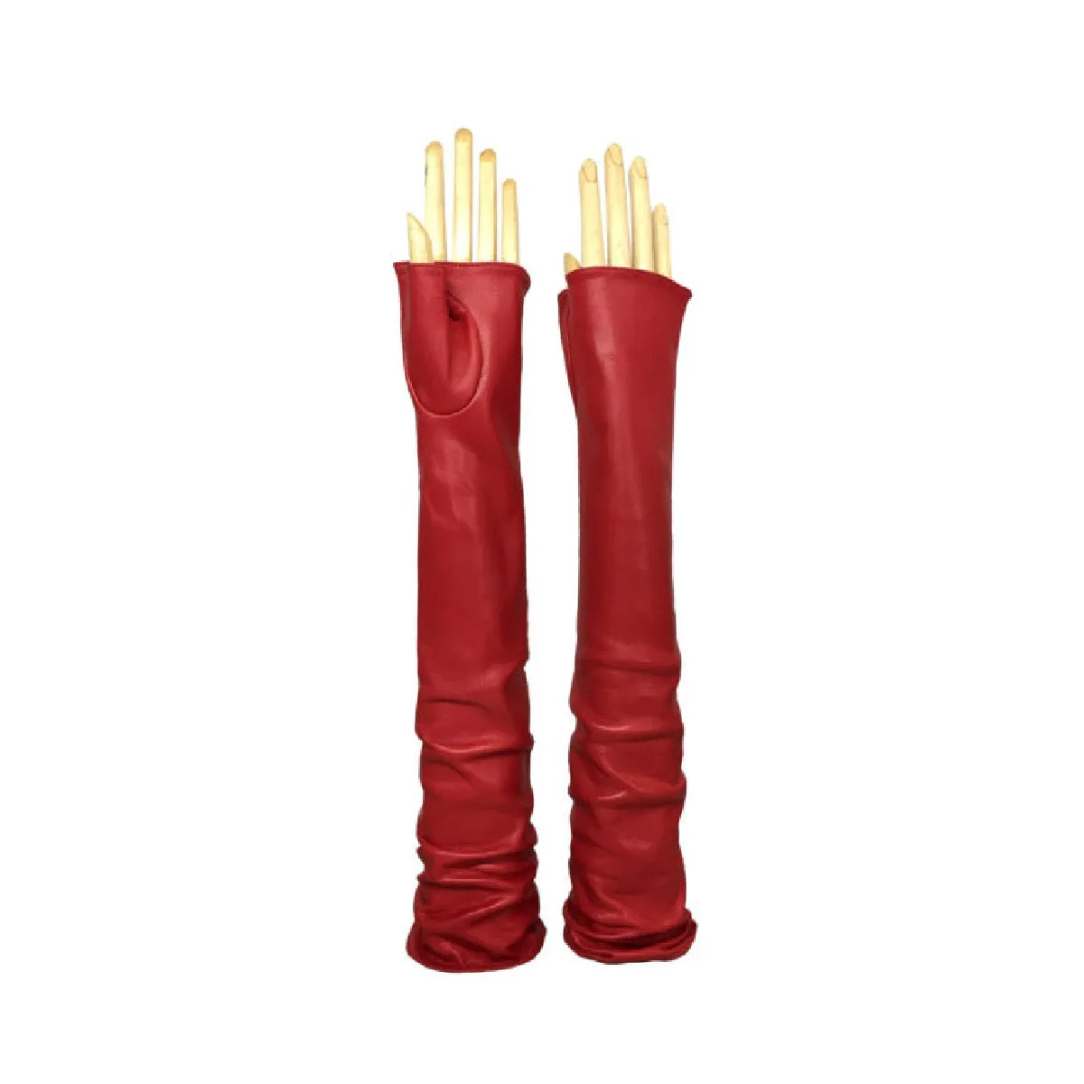 Procida - Women's Long Opera Leather Gloves Fingerless (60cm/ 23.6in)