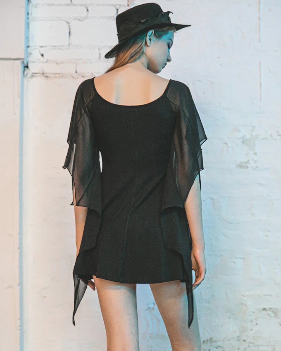Punk Rave Daily Life Chiffon Bat Wing Mini Dress