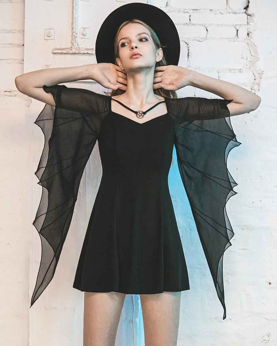 Punk Rave Daily Life Chiffon Bat Wing Mini Dress